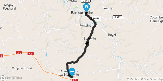 Itinéraire vers Bar-sur-Aube