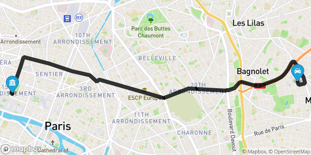 Itinéraire vers Paris