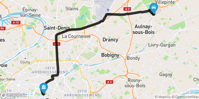 Itinéraire vers Paris
