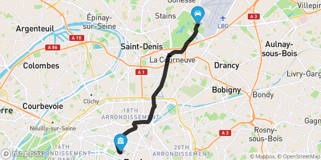 Itinéraire vers Paris