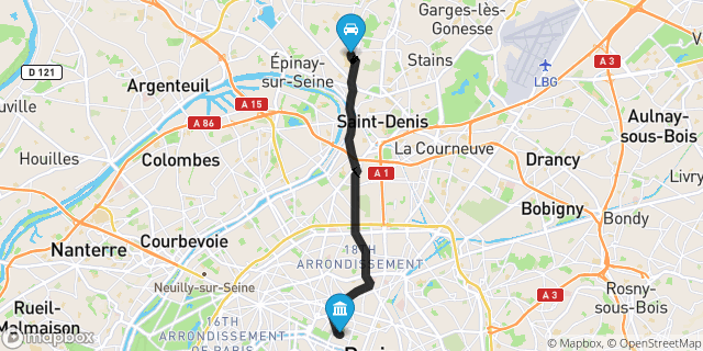 Itinéraire vers Paris