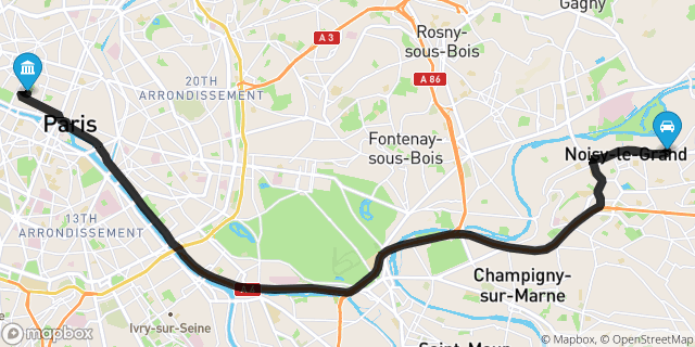Itinéraire vers Paris