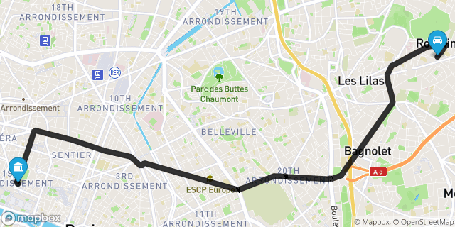 Itinéraire vers Paris