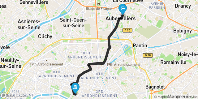 Itinéraire vers Paris