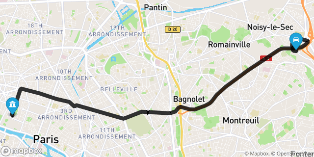 Itinéraire vers Paris