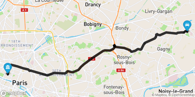Itinéraire vers Paris