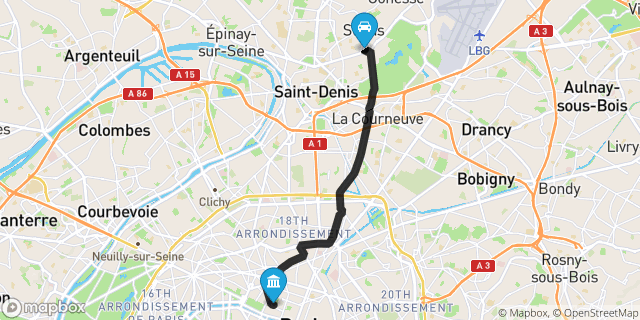 Itinéraire vers Paris