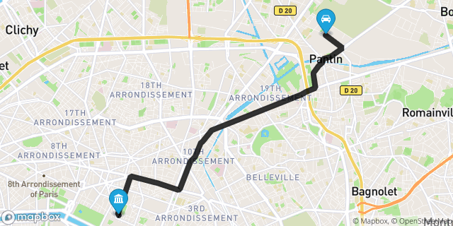 Itinéraire vers Paris