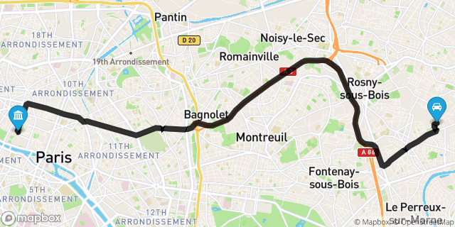 Itinéraire vers Paris