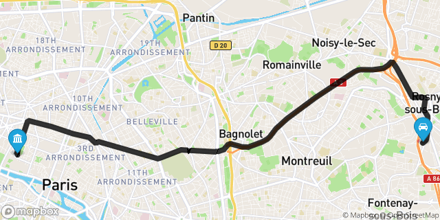 Itinéraire vers Paris
