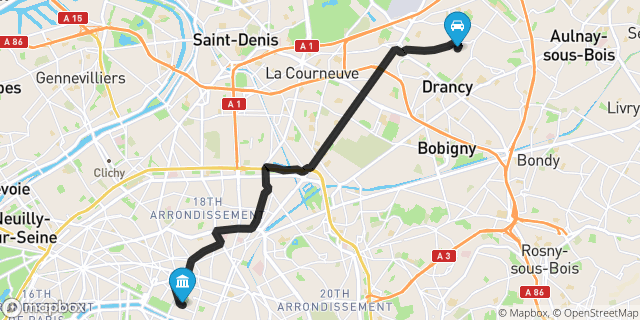 Itinéraire vers Paris