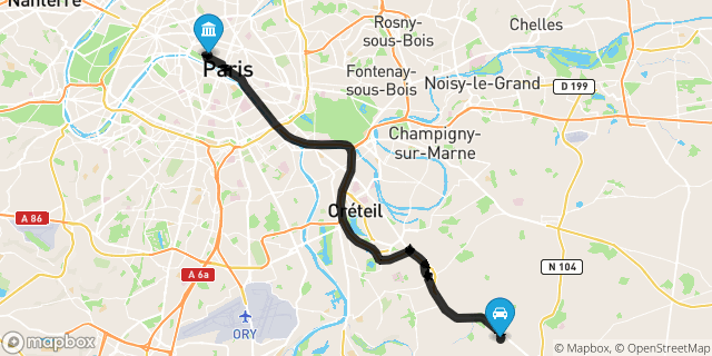 Itinéraire vers Paris
