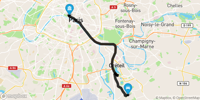 Itinéraire vers Paris