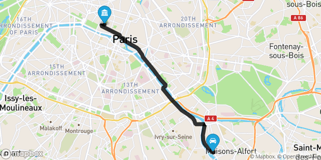 Itinéraire vers Paris