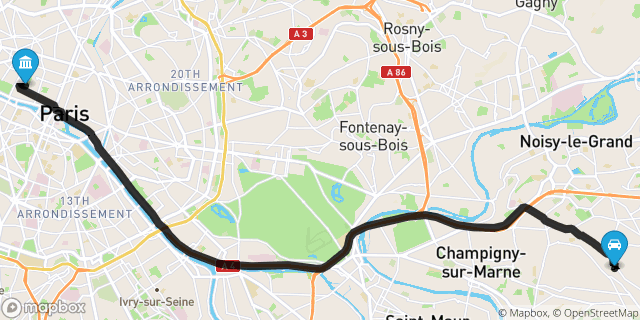 Itinéraire vers Paris