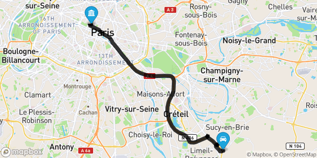 Itinéraire vers Paris