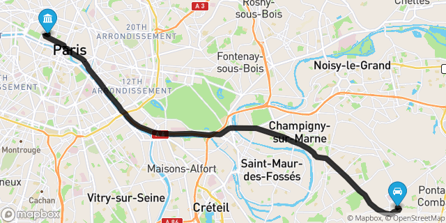 Itinéraire vers Paris