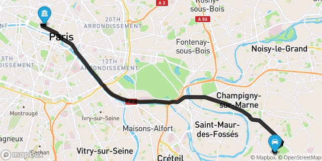 Itinéraire vers Paris