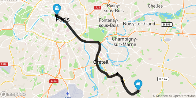Itinéraire vers Paris
