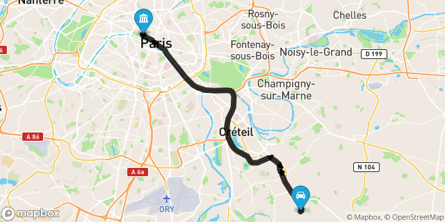 Itinéraire vers Paris