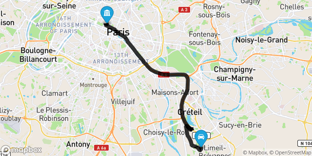 Itinéraire vers Paris