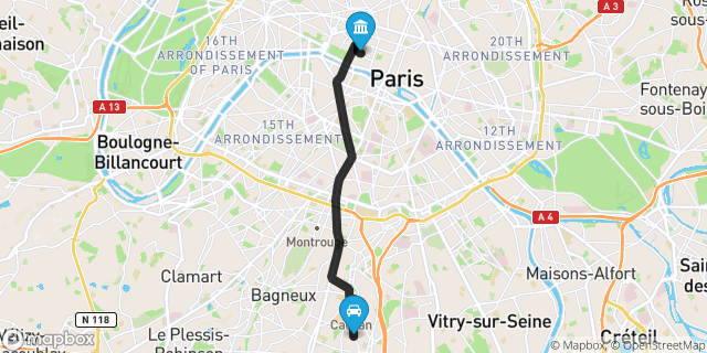 Itinéraire vers Paris