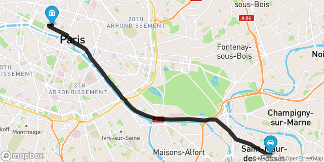 Itinéraire vers Paris