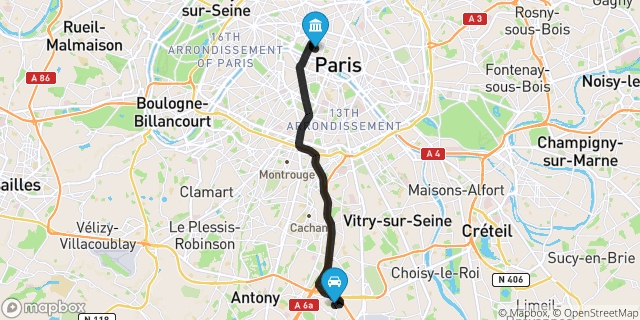 Itinéraire vers Paris
