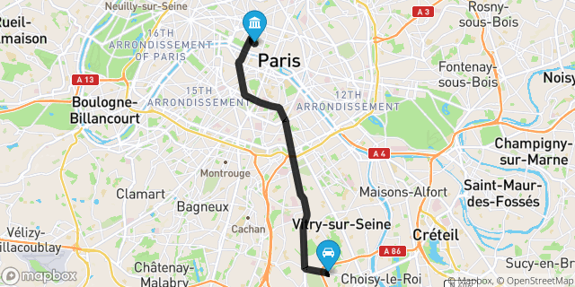 Itinéraire vers Paris