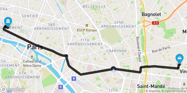 Itinéraire vers Paris