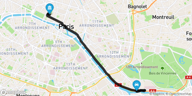 Itinéraire vers Paris