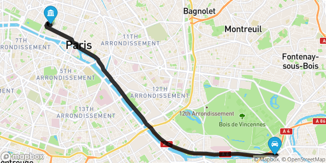 Itinéraire vers Paris
