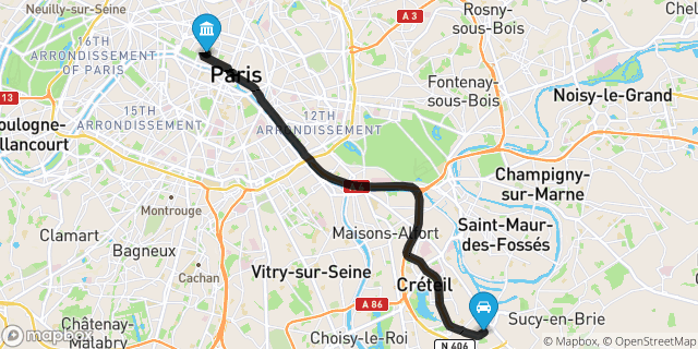 Itinéraire vers Paris