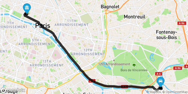 Itinéraire vers Paris