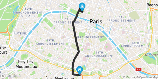 Itinéraire vers Paris