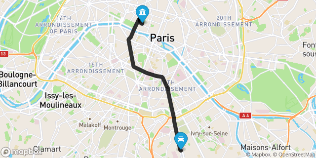 Itinéraire vers Paris