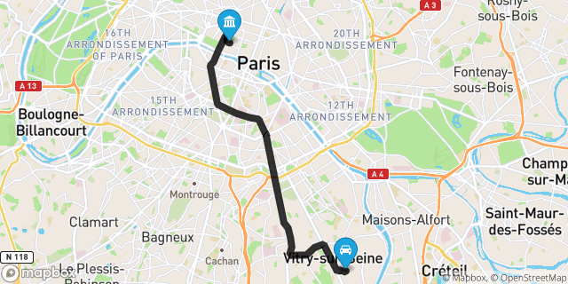Itinéraire vers Paris