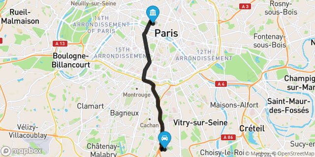 Itinéraire vers Paris