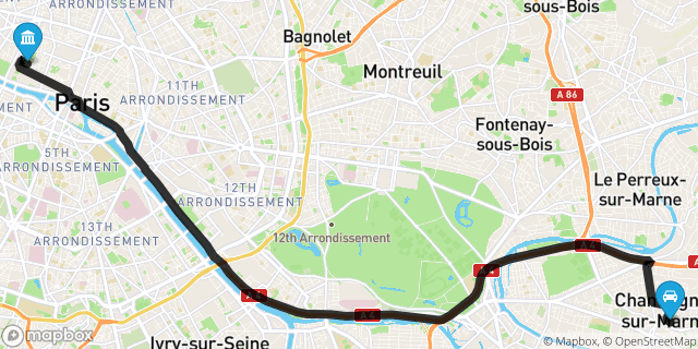 Itinéraire vers Paris