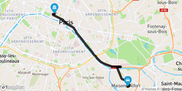Itinéraire vers Paris