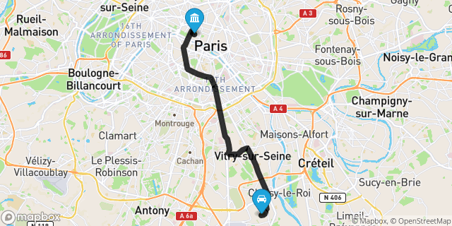 Itinéraire vers Paris