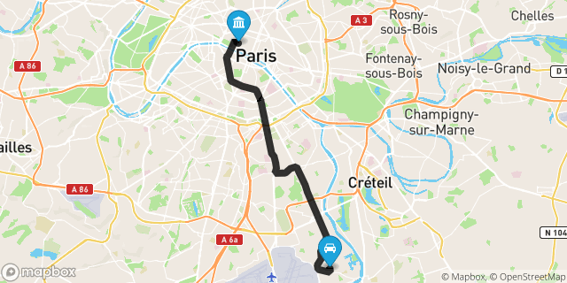 Itinéraire vers Paris