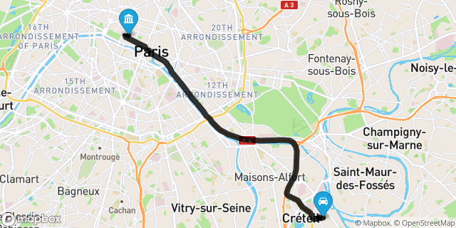 Itinéraire vers Paris