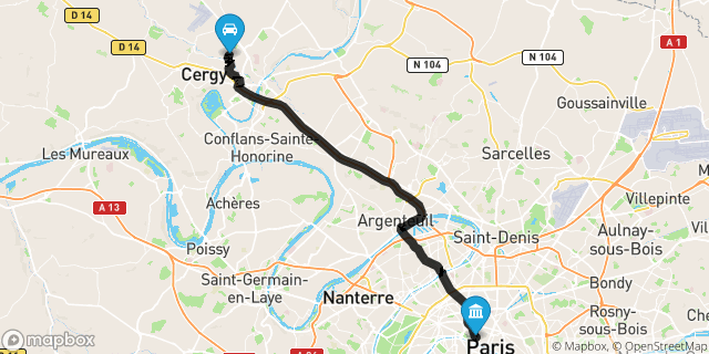 Itinéraire vers Paris