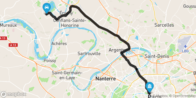 Itinéraire vers Paris