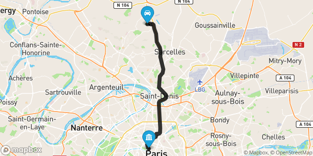 Itinéraire vers Paris