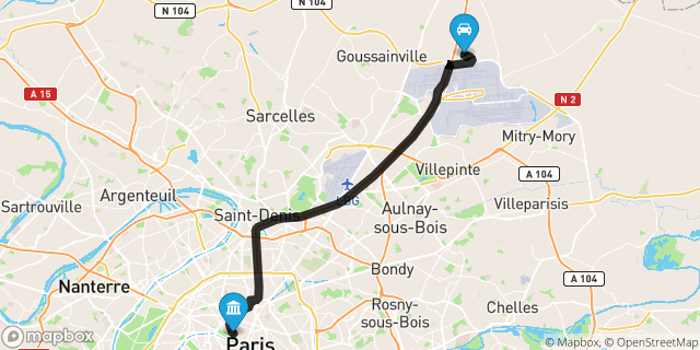 Itinéraire vers Paris