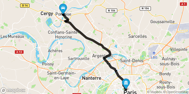 Itinéraire vers Paris