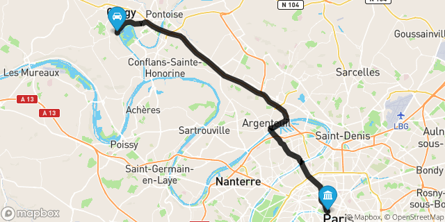Itinéraire vers Paris
