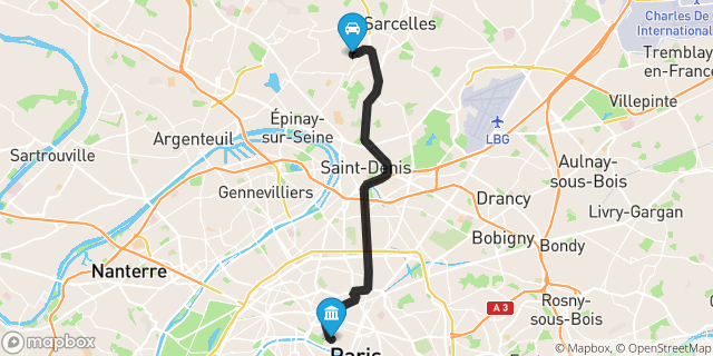 Itinéraire vers Paris